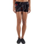 Gamer Tech Black Mesh Red Modern Shape Texture Geometric Pattern Yoga Shorts