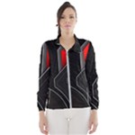 Gamer Tech Black Mesh Red Modern Shape Texture Geometric Pattern Women s Windbreaker