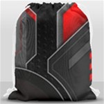 Gamer Tech Black Mesh Red Modern Shape Texture Geometric Pattern Drawstring Bag (Large)