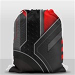 Gamer Tech Black Mesh Red Modern Shape Texture Geometric Pattern Drawstring Bag (Small)