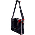 Gamer Tech Black Mesh Red Modern Shape Texture Geometric Pattern Cross Body Office Bag