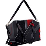 Gamer Tech Black Mesh Red Modern Shape Texture Geometric Pattern Canvas Crossbody Bag