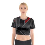 Gamer Tech Black Mesh Red Modern Shape Texture Geometric Pattern Cotton Crop Top