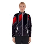 Gamer Tech Black Mesh Red Modern Shape Texture Geometric Pattern Women s Bomber Jacket