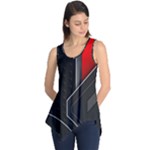 Gamer Tech Black Mesh Red Modern Shape Texture Geometric Pattern Sleeveless Tunic