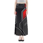Gamer Tech Black Mesh Red Modern Shape Texture Geometric Pattern Full Length Maxi Skirt