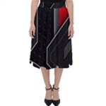 Gamer Tech Black Mesh Red Modern Shape Texture Geometric Pattern Classic Midi Skirt