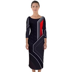 Quarter Sleeve Midi Bodycon Dress 
