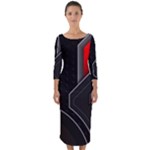 Gamer Tech Black Mesh Red Modern Shape Texture Geometric Pattern Quarter Sleeve Midi Bodycon Dress