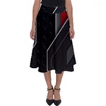 Gamer Tech Black Mesh Red Modern Shape Texture Geometric Pattern Perfect Length Midi Skirt