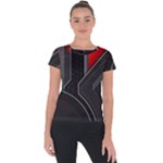 Gamer Tech Black Mesh Red Modern Shape Texture Geometric Pattern Short Sleeve Sports Top 