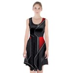 Gamer Tech Black Mesh Red Modern Shape Texture Geometric Pattern Racerback Midi Dress