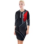 Gamer Tech Black Mesh Red Modern Shape Texture Geometric Pattern Quarter Sleeve Hood Bodycon Dress