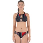 Gamer Tech Black Mesh Red Modern Shape Texture Geometric Pattern Perfectly Cut Out Bikini Set