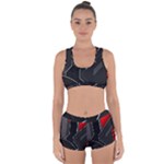 Gamer Tech Black Mesh Red Modern Shape Texture Geometric Pattern Racerback Boyleg Bikini Set