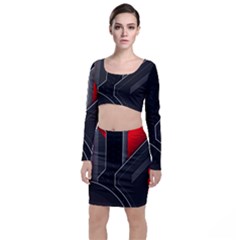 Long Sleeve Crop Top & Bodycon Skirt Set 