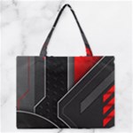 Gamer Tech Black Mesh Red Modern Shape Texture Geometric Pattern Zipper Medium Tote Bag