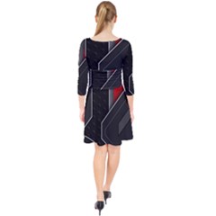 Quarter Sleeve Front Wrap Dress 