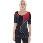 Gamer Tech Black Mesh Red Modern Shape Texture Geometric Pattern Wide Neckline T-Shirt