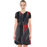 Gamer Tech Black Mesh Red Modern Shape Texture Geometric Pattern Adorable in Chiffon Dress