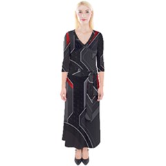 Quarter Sleeve Wrap Maxi Dress 