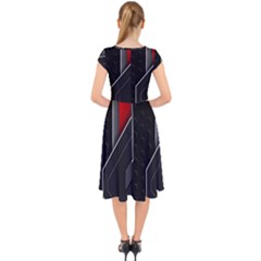 Cap Sleeve Front Wrap Midi Dress 