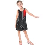 Gamer Tech Black Mesh Red Modern Shape Texture Geometric Pattern Kids  Sleeveless Dress
