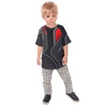 Gamer Tech Black Mesh Red Modern Shape Texture Geometric Pattern Kids  Raglan T-Shirt
