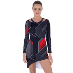 Asymmetric Cut-Out Shift Dress 