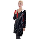 Gamer Tech Black Mesh Red Modern Shape Texture Geometric Pattern Hooded Pocket Cardigan