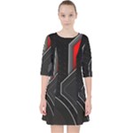 Gamer Tech Black Mesh Red Modern Shape Texture Geometric Pattern Quarter Sleeve Pocket Dress