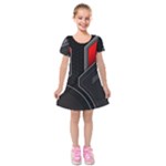 Gamer Tech Black Mesh Red Modern Shape Texture Geometric Pattern Kids  Short Sleeve Velvet Dress