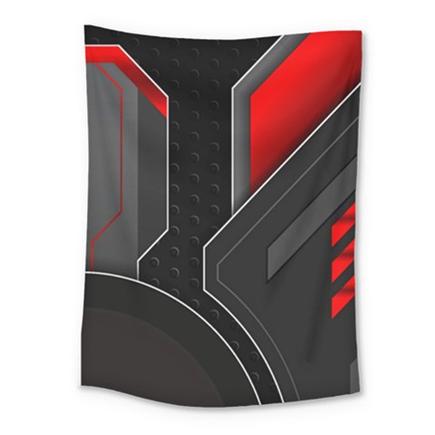 Gamer Tech Black Mesh Red Modern Shape Texture Geometric Pattern Medium Tapestry from ArtsNow.com
