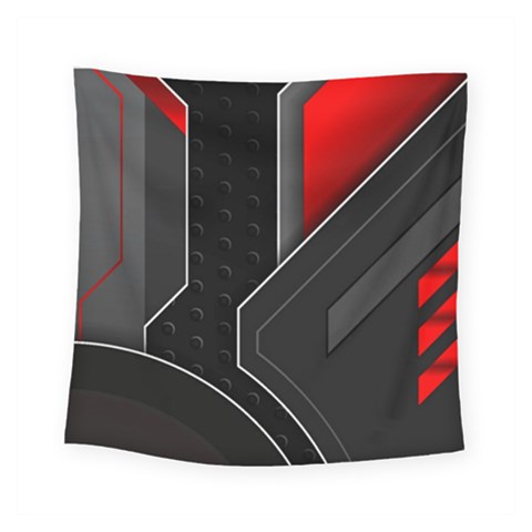 Gamer Tech Black Mesh Red Modern Shape Texture Geometric Pattern Square Tapestry (Small) from ArtsNow.com
