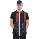 Gamer Tech Black Mesh Red Modern Shape Texture Geometric Pattern Men s Puffer Vest