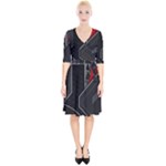 Gamer Tech Black Mesh Red Modern Shape Texture Geometric Pattern Wrap Up Cocktail Dress