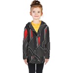 Gamer Tech Black Mesh Red Modern Shape Texture Geometric Pattern Kids  Double Breasted Button Coat