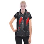 Gamer Tech Black Mesh Red Modern Shape Texture Geometric Pattern Women s Button Up Vest