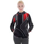 Gamer Tech Black Mesh Red Modern Shape Texture Geometric Pattern Women s Hooded Pullover