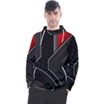 Gamer Tech Black Mesh Red Modern Shape Texture Geometric Pattern Men s Pullover Hoodie