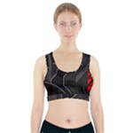 Gamer Tech Black Mesh Red Modern Shape Texture Geometric Pattern Sports Bra With Pocket