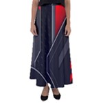 Gamer Tech Black Mesh Red Modern Shape Texture Geometric Pattern Flared Maxi Skirt
