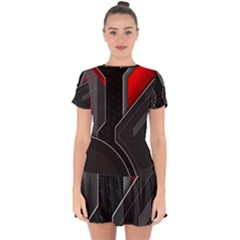 Drop Hem Mini Chiffon Dress 