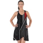 Gamer Tech Black Mesh Red Modern Shape Texture Geometric Pattern Show Some Back Chiffon Dress