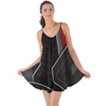 Gamer Tech Black Mesh Red Modern Shape Texture Geometric Pattern Love the Sun Cover Up