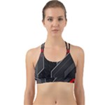Gamer Tech Black Mesh Red Modern Shape Texture Geometric Pattern Back Web Sports Bra