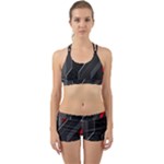 Gamer Tech Black Mesh Red Modern Shape Texture Geometric Pattern Back Web Gym Set