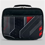 Gamer Tech Black Mesh Red Modern Shape Texture Geometric Pattern Lunch Bag