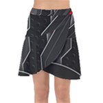 Gamer Tech Black Mesh Red Modern Shape Texture Geometric Pattern Wrap Front Skirt