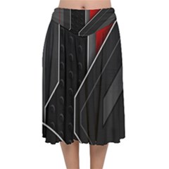 Velvet Flared Midi Skirt 